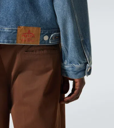 Prada Long-sleeved Denim Jacket In Blue