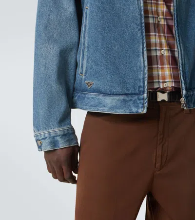 Prada Long-sleeved Denim Jacket In Blue