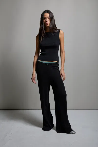 Asher Paloma Pointelle Pant In Black