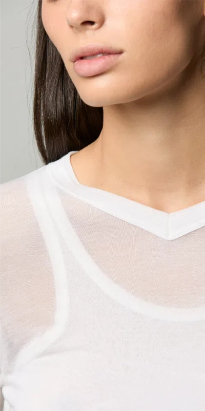 Asher Saskia Longsleeve Micro V In White