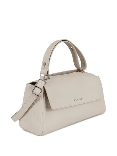 Orciani Leather Shoulder Bag In Neutral