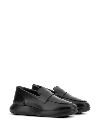 Hogan Cube Platform Loafers In Black