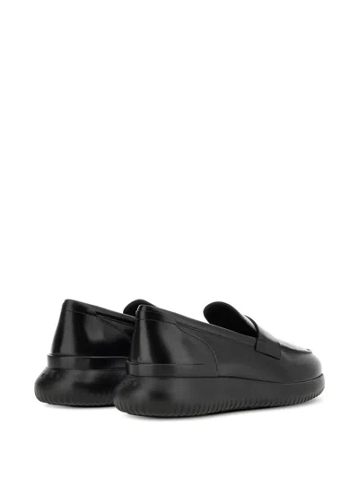 Hogan Cube Platform Loafers In Black