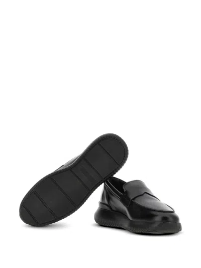 Hogan Cube Platform Loafers In Black