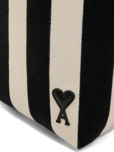 Ami Alexandre Mattiussi Ami Paris Ami De Coeur Medium Black Cotton Polyester Polyurethane Shoulder Bag In Multi