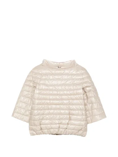 Herno Quilted Bomber Jacket In Neutral