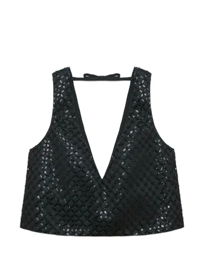 Dorothee Schumacher Sequin Embellished Crop Top In Duchesse In Brown