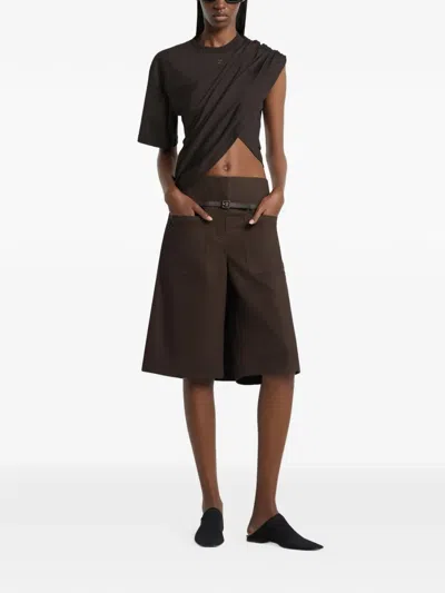 Courrèges Asymmetric Draped T-shirt In Brown
