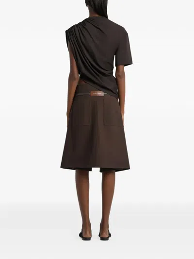 Courrèges Asymmetric Draped T-shirt In Brown