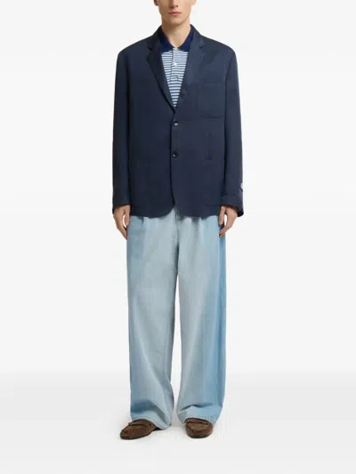 Marni Patch Pocket Two-button Blazer In Blue