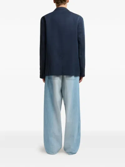 Marni Patch Pocket Two-button Blazer In Blue