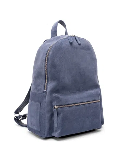 Orciani Laio Suede Zip Backpack In Blue