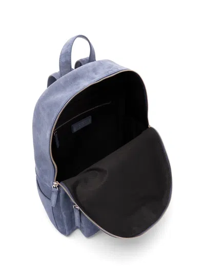 Orciani Laio Suede Zip Backpack In Blue