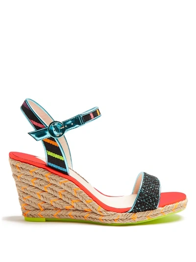 Sophia Webster Lucita Multicoloured Espadrille Wedge Sandals In Nero