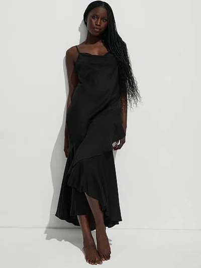 Victoria's Secret Swim Beachwear Vacation Flounce Midi Dress In Black