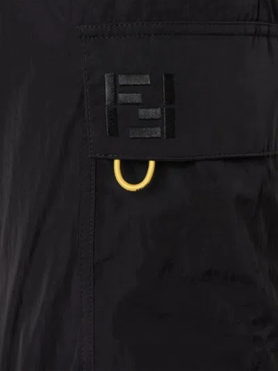 Fendi Straight Trousers Elastic Waistband Cargo Pockets In Multi