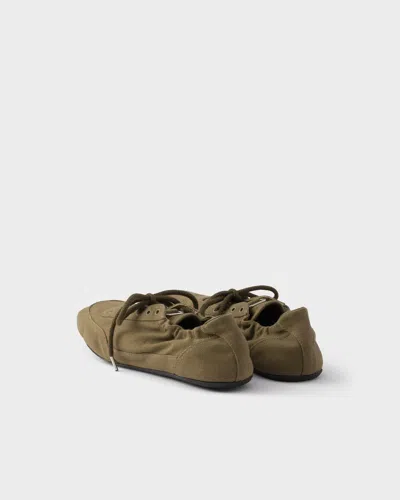 Prada Vintage-finished Canvas Sneakers For Women In Brown