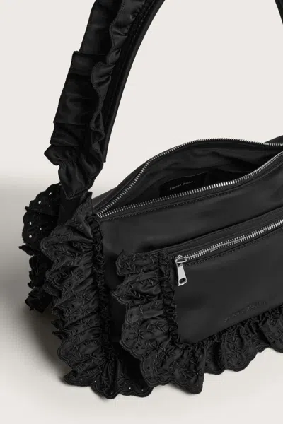 Simone Rocha Pillowcase Broderie Anglaise-trimmed Shell Shoulder Bag In Black