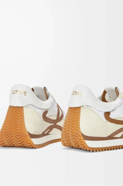 Loewe Flow Runner 2.0 Sneakers In White/brown Nylon And Suede Women In Neutral