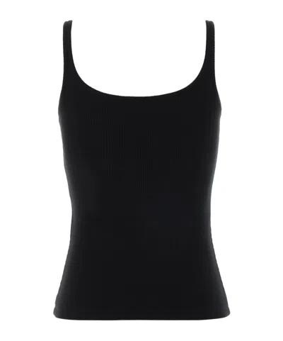 Off-white Stretch Cotton Tank Top Scoop Neckline In Black
