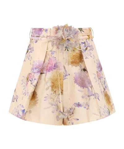 Zimmermann Womens Cream Dahlia Luna Floral-print Silk-blend Shorts Xs In Multi