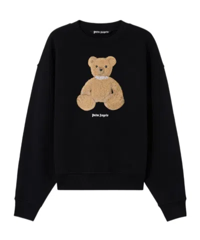 Palm Angels Textured Bear Graphic Sweatshirt In Black