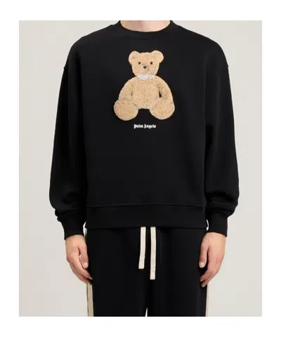 Palm Angels Textured Bear Graphic Sweatshirt In Black