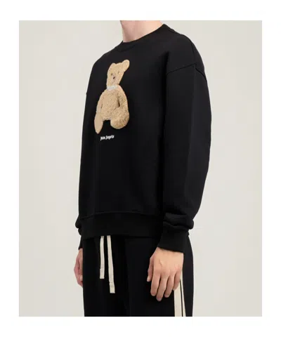 Palm Angels Textured Bear Graphic Sweatshirt In Black