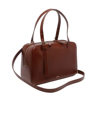 A.p.c. Structured Shoulder Bag With Top Zip Closure In Brown