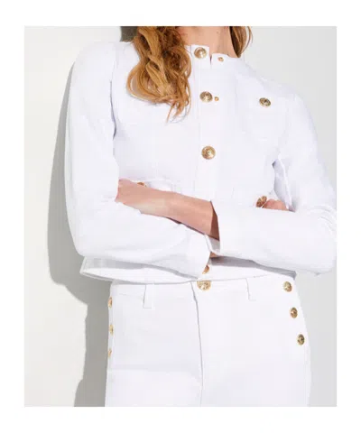 Liu •jo Patch-pocket Denim Jacket In White