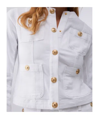 Liu •jo Patch-pocket Denim Jacket In White