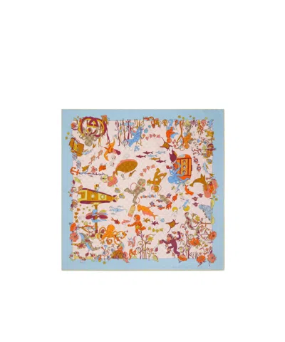 Gucci Pattern Scarf In Blue