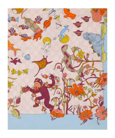 Gucci Pattern Scarf In Blue