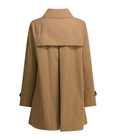 Herno Single-breasted A-line Coat In Brown