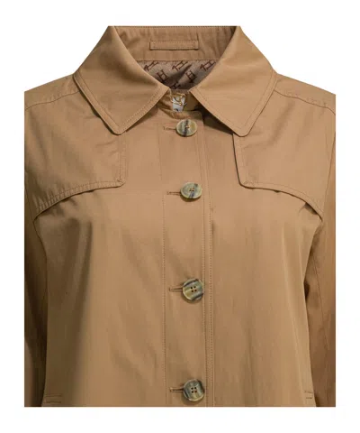 Herno Single-breasted A-line Coat In Brown