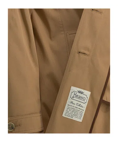 Herno Single-breasted A-line Coat In Brown