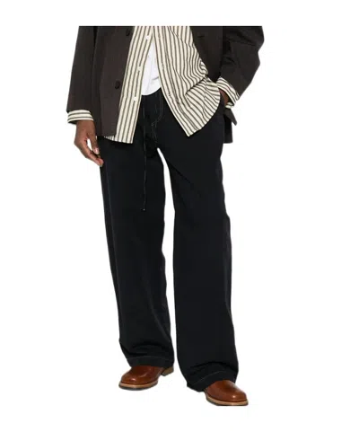 Studio Nicholson Drawstring Casual Pants In Black
