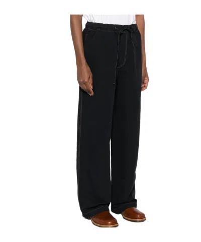 Studio Nicholson Drawstring Casual Pants In Black
