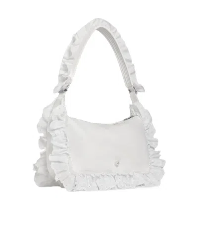 Simone Rocha Pillowcase Ruffled Nylon Shoulder Bag In White