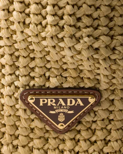 Prada Crochet Tote Bag Rectangular Shape Handles In Brown