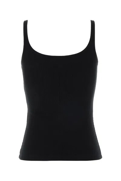 Off-white Stretch Cotton Tank Top Scoop Neckline In Black