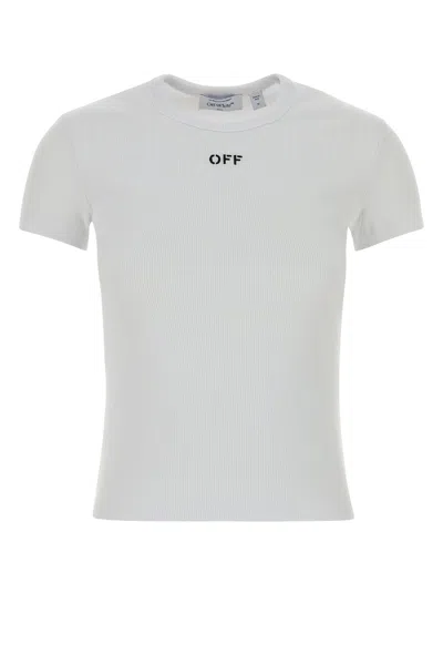 Off-white Stretch Cotton T Shirt Short Sleeves Crew Neck In White