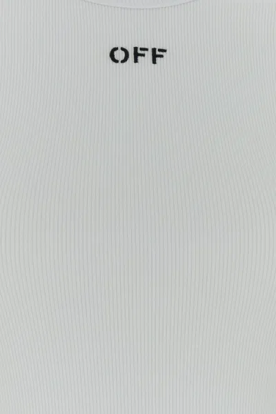 Off-white Stretch Cotton T Shirt Short Sleeves Crew Neck In White