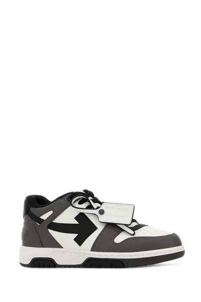 Off-white Out Of Office Grey Low Top Sneakers With Logo Patch On The Tongue And Contrasting Stitching In Leath In Multi