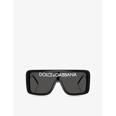Dolce & Gabbana Womens Black Dg6204 Rectangular-frame Acetate Sunglasses In Black