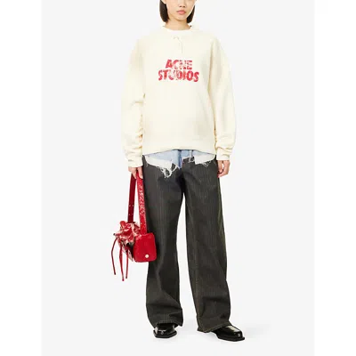 Acne Studios Womens Off White Fern Logo-print Cotton Sweatshirt In White