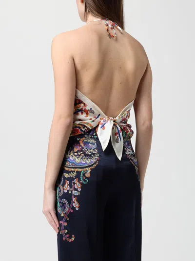 Etro Women Silk Top With American Neckline And Floral Paisley Pattern In Multi