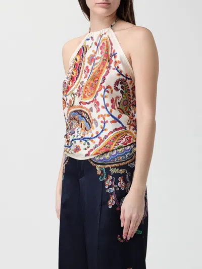Etro Women Silk Top With American Neckline And Floral Paisley Pattern In Multi