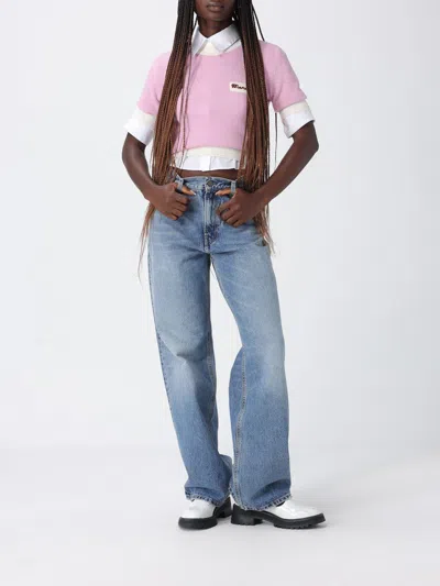 Marni Wool Blend Short Sleeve Crewneck Sweater In Pink