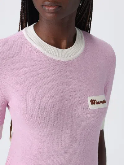 Marni Wool Blend Short Sleeve Crewneck Sweater In Pink